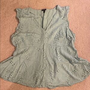 Torrid Light Mint Green Eyelet Blouse